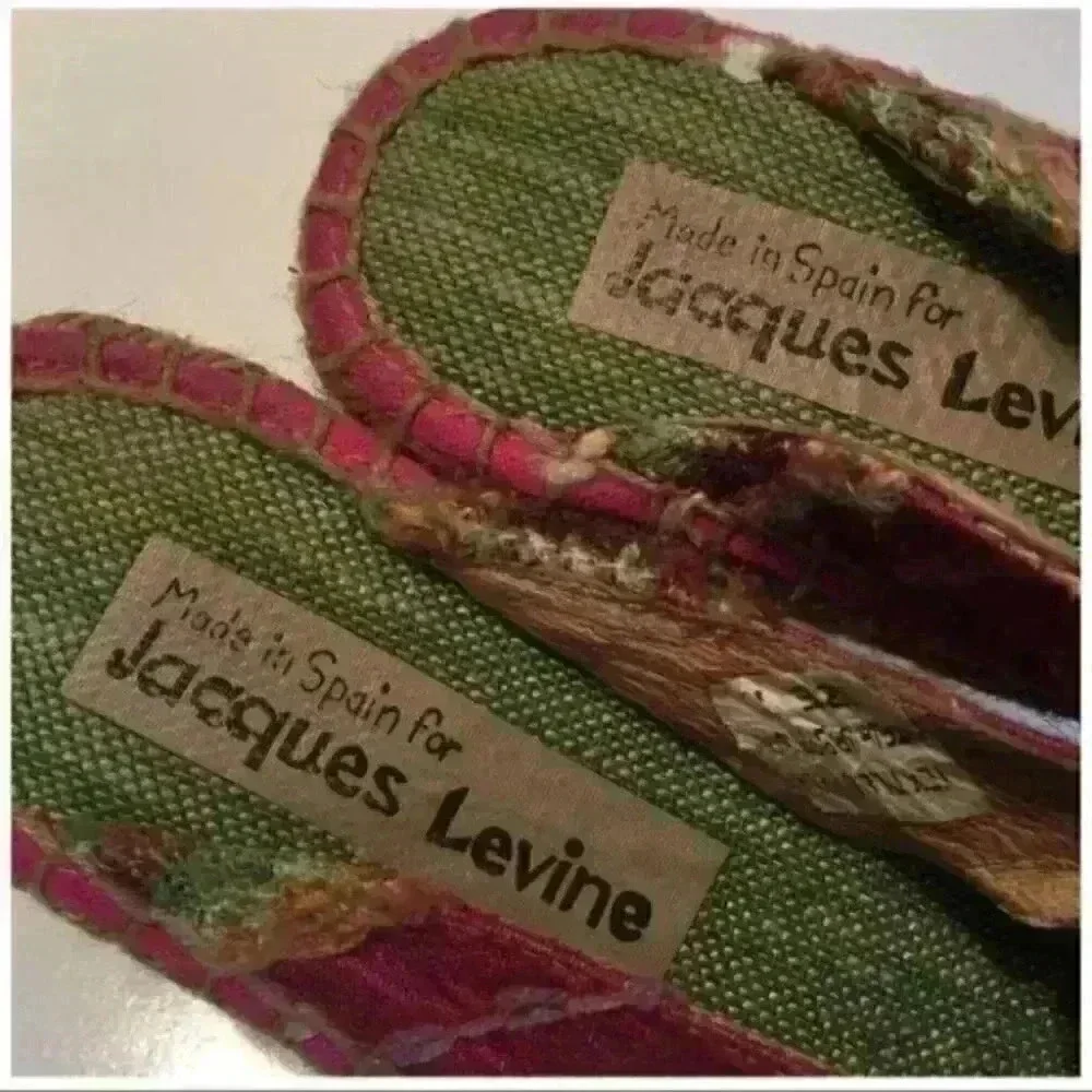 Jacques Levine Flats Sz 7 Multicolored Woven Mules